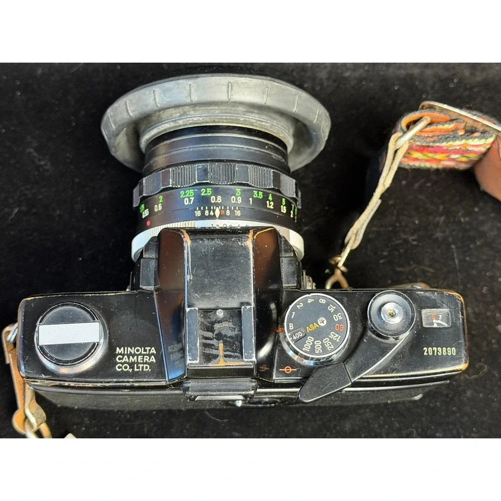 Minolta SRT 101 35mm Film Camera: with 55mm, 28mm, 200mm Lenses, Cases and Strap